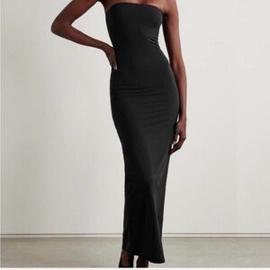SKIMS Black Strapless Maxi Dress